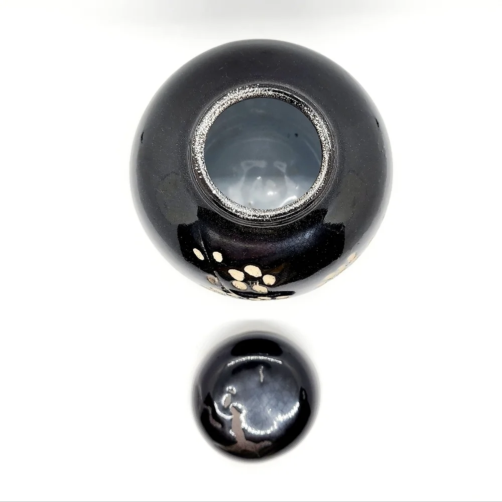 Vintage Antique Chinese Japanese Black Glaze Porcelain Jar Vase